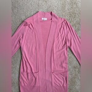 Pink Open-Front Cardigan With Pockets